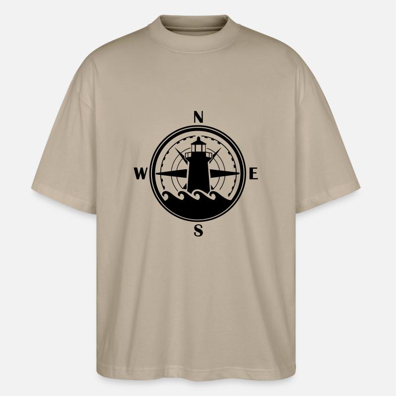 leuchtturm_kompass_02 - Stanley/Stella Oversized Unisex Bio T-Shirt Blaster 2.0 - Steingrau