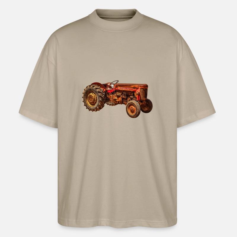 roter Traktor Oldtimer - Stanley/Stella Oversized Unisex Bio T-Shirt Blaster 2.0 - Steingrau