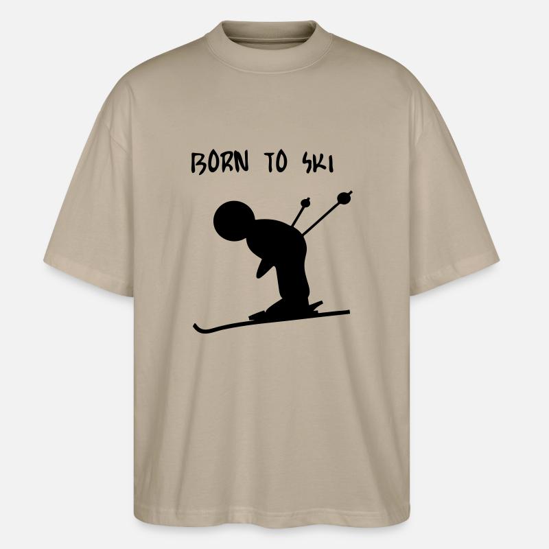 BORN TO SKI - Stanley/Stella Oversized Unisex Organic T-shirt Blaster 2.0 - stone