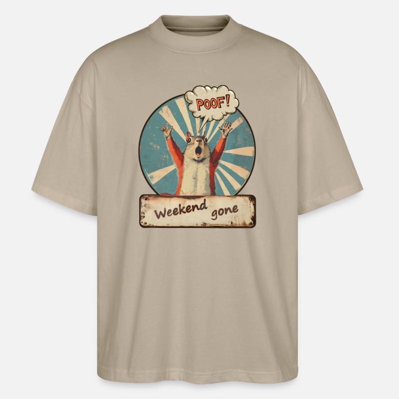 POUF! Week-end terminé - T-shirt bio Blaster 2.0 coupe oversize Stanley/Stella Unisexe - gris pierre