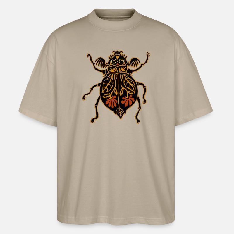 bunter Blumenkäfer - Stanley/Stella Oversized Unisex Bio T-Shirt Blaster 2.0 - Steingrau