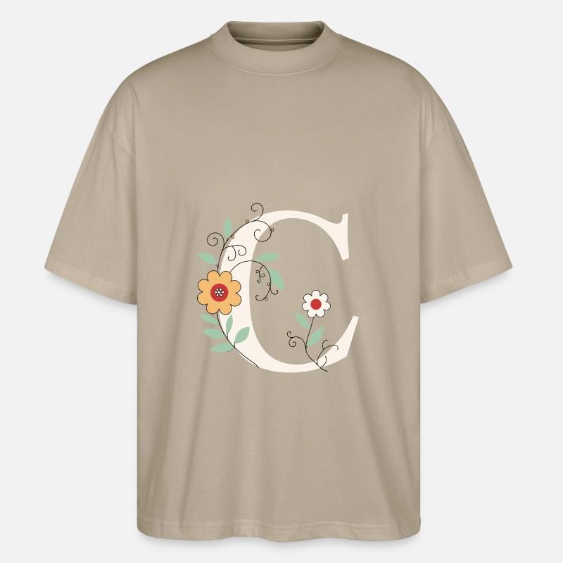 Letter C Monogram Retro - Stanley/Stella Oversized Unisex Organic T-shirt Blaster 2.0 - stone