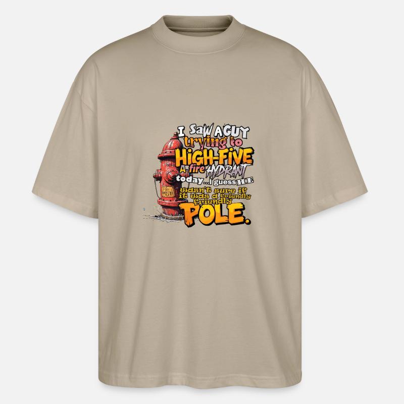High Five an einem Hydranten - Stanley/Stella Oversized Unisex Bio T-Shirt Blaster 2.0 - Steingrau
