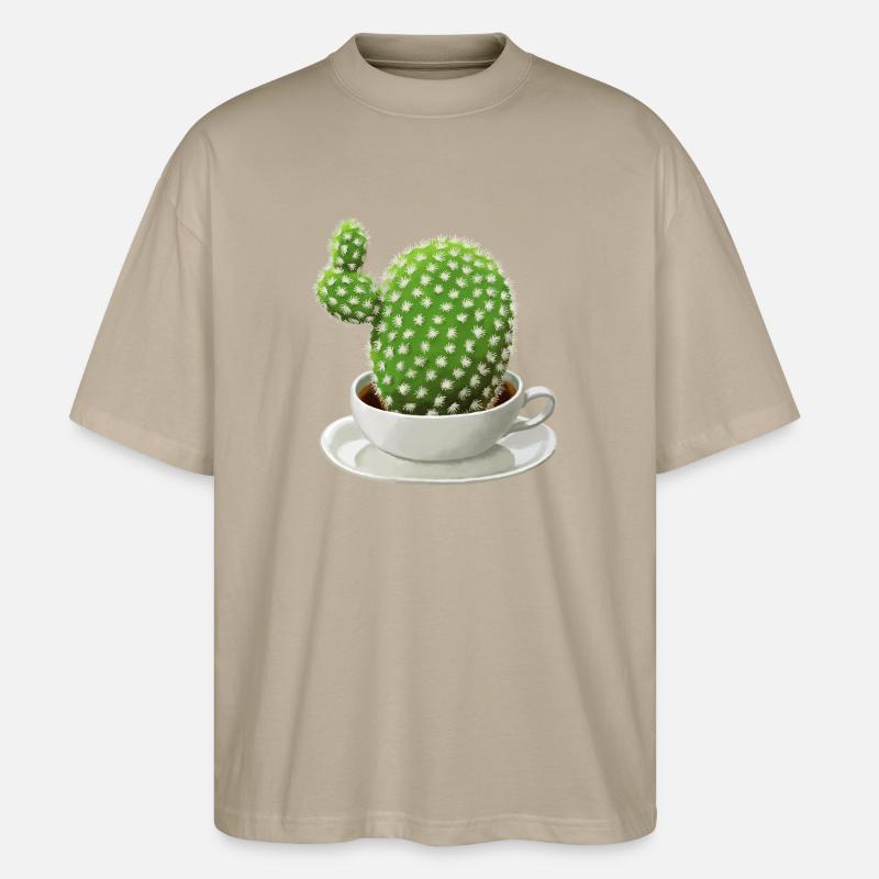 Kaffee-Kaktus - Stanley/Stella Oversized Unisex Bio T-Shirt Blaster 2.0 - Steingrau