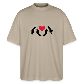 sex - Stanley/Stella Oversized Unisex Organic T-shirt Blaster 2.0 - stone - Front - Alina (178cm) & Michal (187cm)