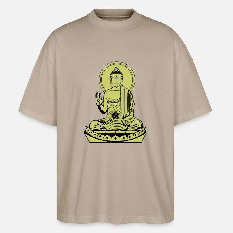Sitting Buddha de - Stanley/Stella Oversized Unisex Bio T-Shirt Blaster 2.0 - Steingrau