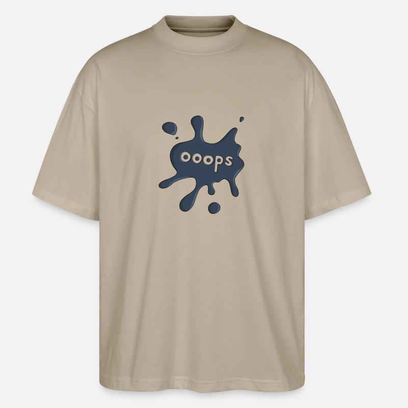 Fleck ooops dunkelblau - Stanley/Stella Oversized Unisex Bio T-Shirt Blaster 2.0 - Steingrau