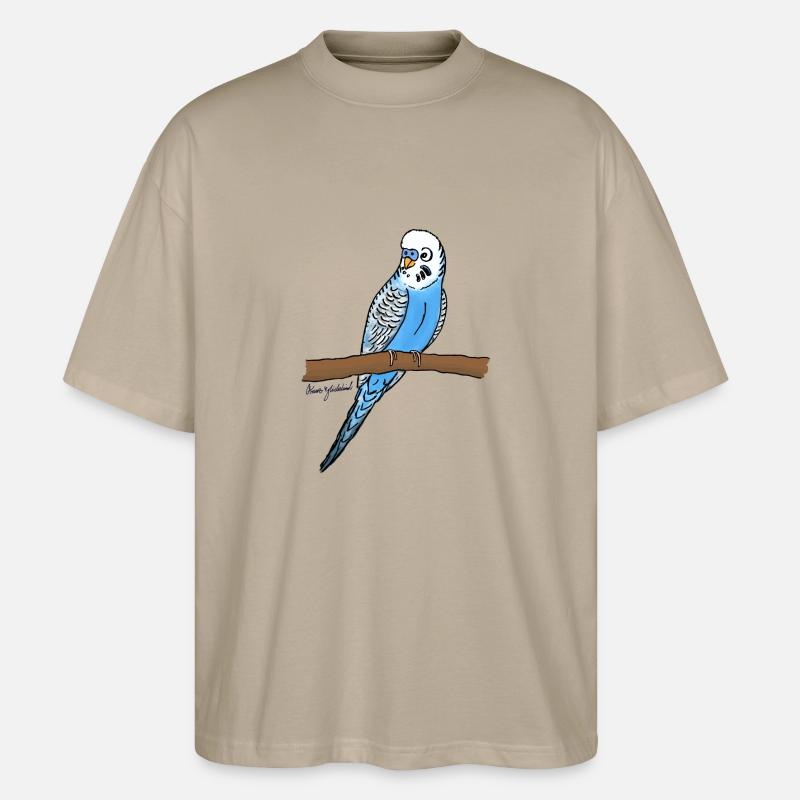 Blauer Wellensittich - Stanley/Stella Oversized Unisex Bio T-Shirt Blaster 2.0 - Steingrau