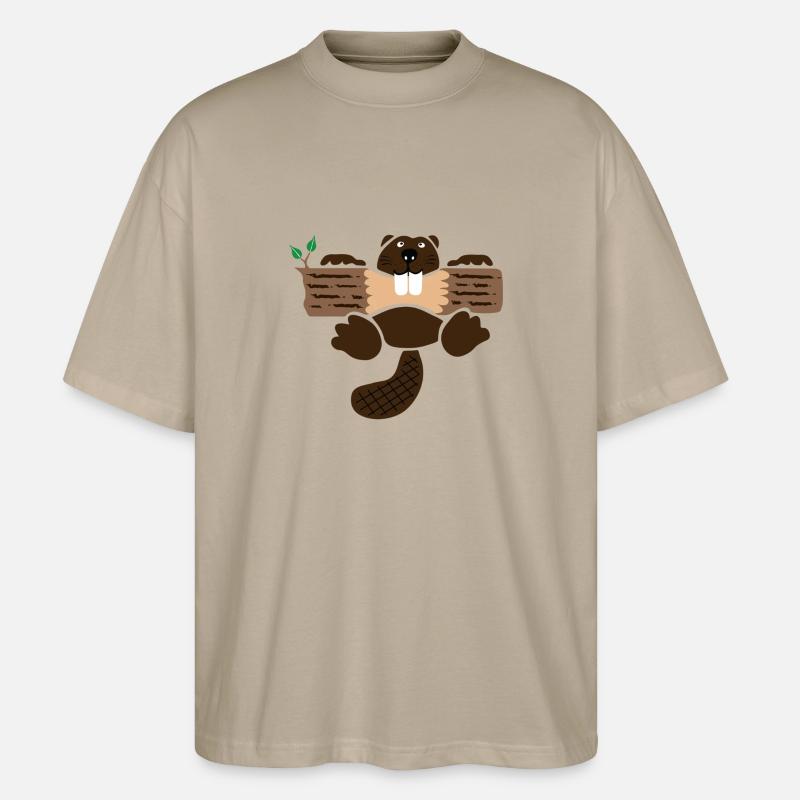 castor arbre - T-shirt bio Blaster 2.0 coupe oversize Stanley/Stella Unisexe - gris pierre