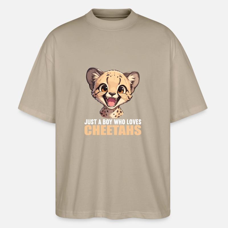 Cheetah Geparde Gepard - Stanley/Stella Oversized Unisex Bio T-Shirt Blaster 2.0 - Steingrau
