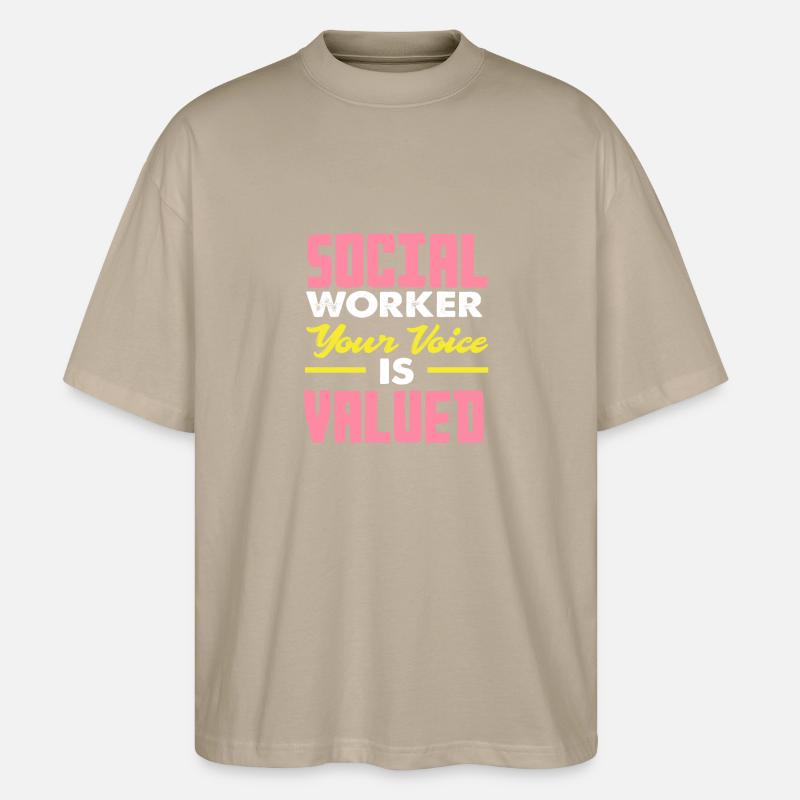 Travailleur social Votre voix compte - T-shirt bio Blaster 2.0 coupe oversize Stanley/Stella Unisexe - gris pierre