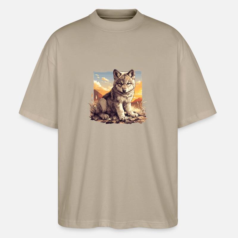 Wölfe Wolf - Stanley/Stella Oversized Unisex Bio T-Shirt Blaster 2.0 - Steingrau