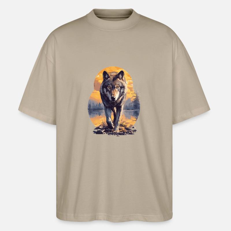 Wölfe Wolf - Stanley/Stella Oversized Unisex Bio T-Shirt Blaster 2.0 - Steingrau