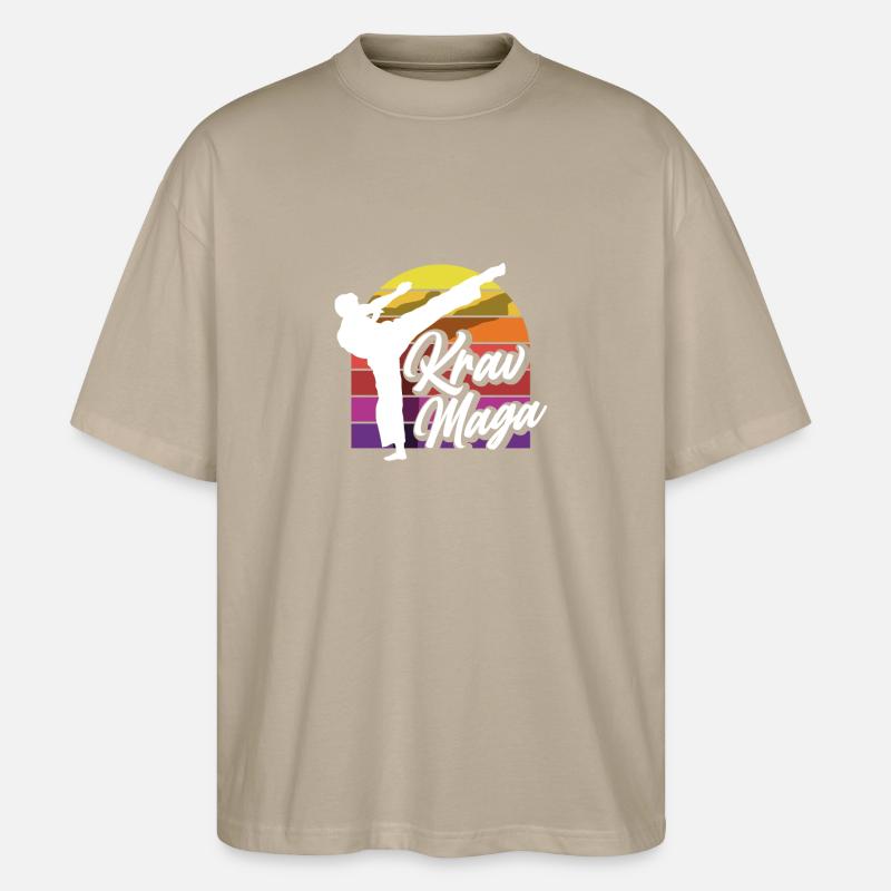 Krav Maga Retro - Stanley/Stella Oversized Unisex Bio T-Shirt Blaster 2.0 - Steingrau