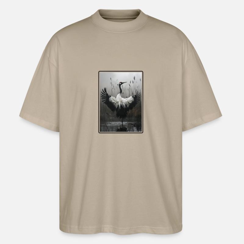Kraniche Kranich - Stanley/Stella Oversized Unisex Bio T-Shirt Blaster 2.0 - Steingrau