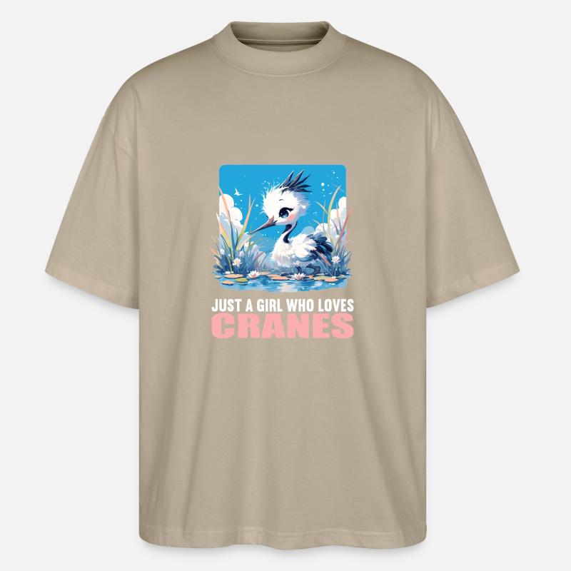 Kraniche Kranich - Stanley/Stella Oversized Unisex Bio T-Shirt Blaster 2.0 - Steingrau