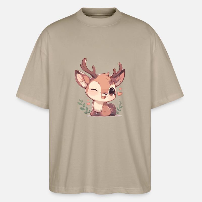 Hirsche Hirsch - Stanley/Stella Oversized Unisex Bio T-Shirt Blaster 2.0 - Steingrau