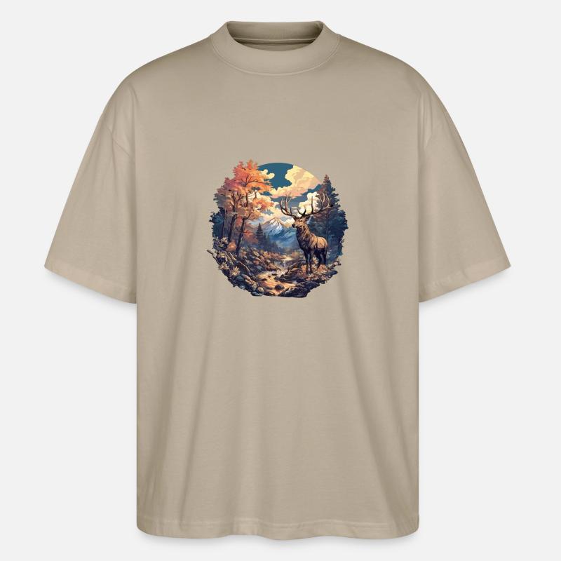 Hirsche Hirsch - Stanley/Stella Oversized Unisex Bio T-Shirt Blaster 2.0 - Steingrau