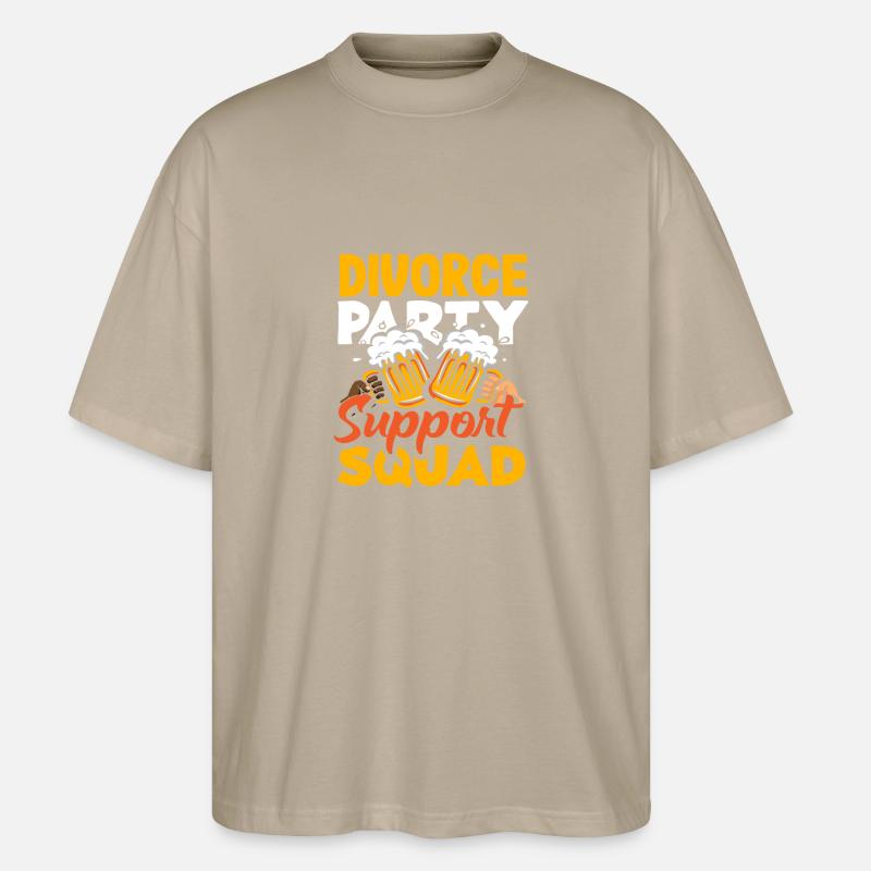 Scheidungspartei Unterstützungskommando Scheidung - Stanley/Stella Oversized Unisex Bio T-Shirt Blaster 2.0 - Steingrau
