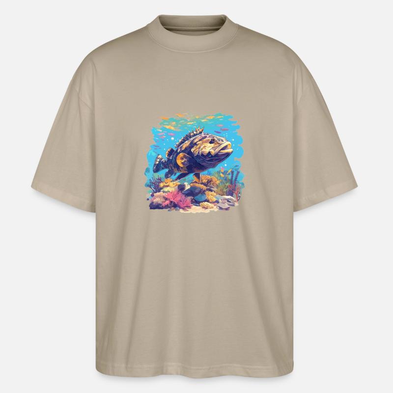 Zackenbarsche Zackenbarsch - Stanley/Stella Oversized Unisex Bio T-Shirt Blaster 2.0 - Steingrau