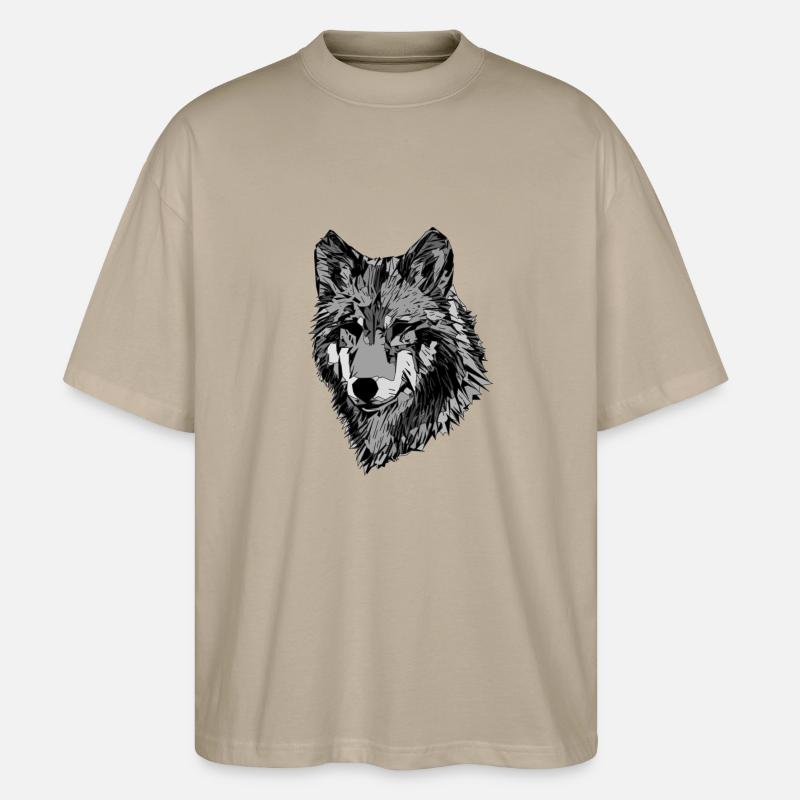 Abstraktes Hunde Gesicht - Stanley/Stella Oversized Unisex Bio T-Shirt Blaster 2.0 - Steingrau