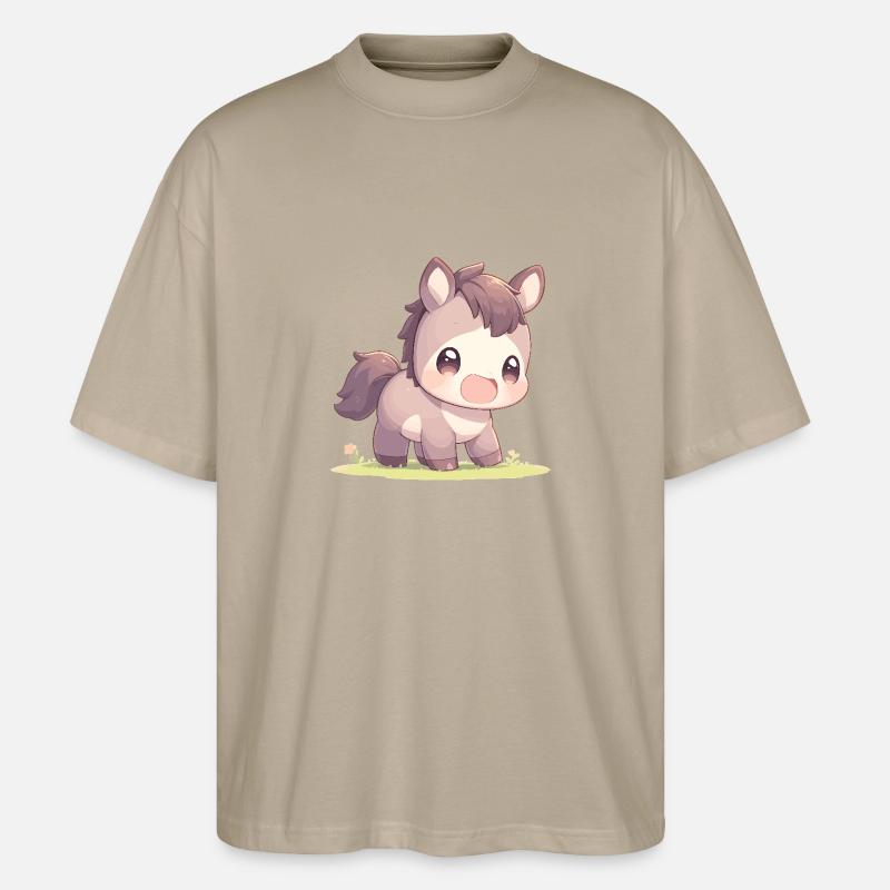 Pferde Pferd - Stanley/Stella Oversized Unisex Bio T-Shirt Blaster 2.0 - Steingrau