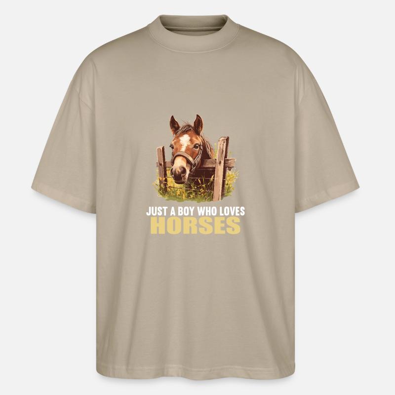 Pferde Pferd - Stanley/Stella Oversized Unisex Bio T-Shirt Blaster 2.0 - Steingrau