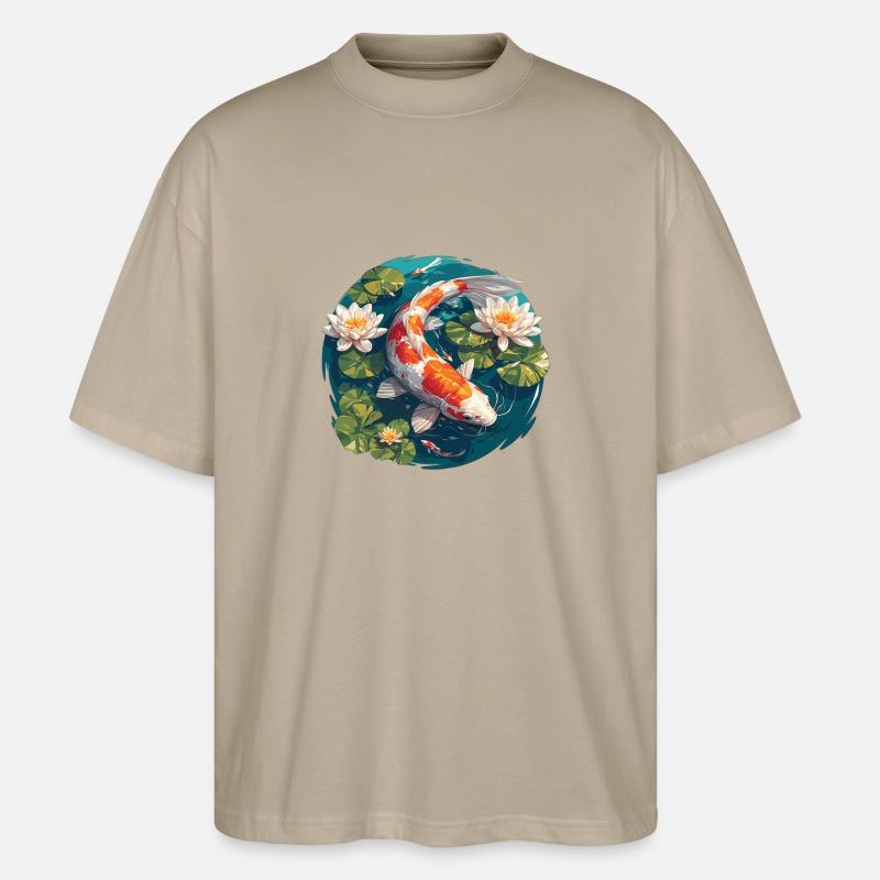 Kois Koi Karpfen - Stanley/Stella Oversized Unisex Bio T-Shirt Blaster 2.0 - Steingrau