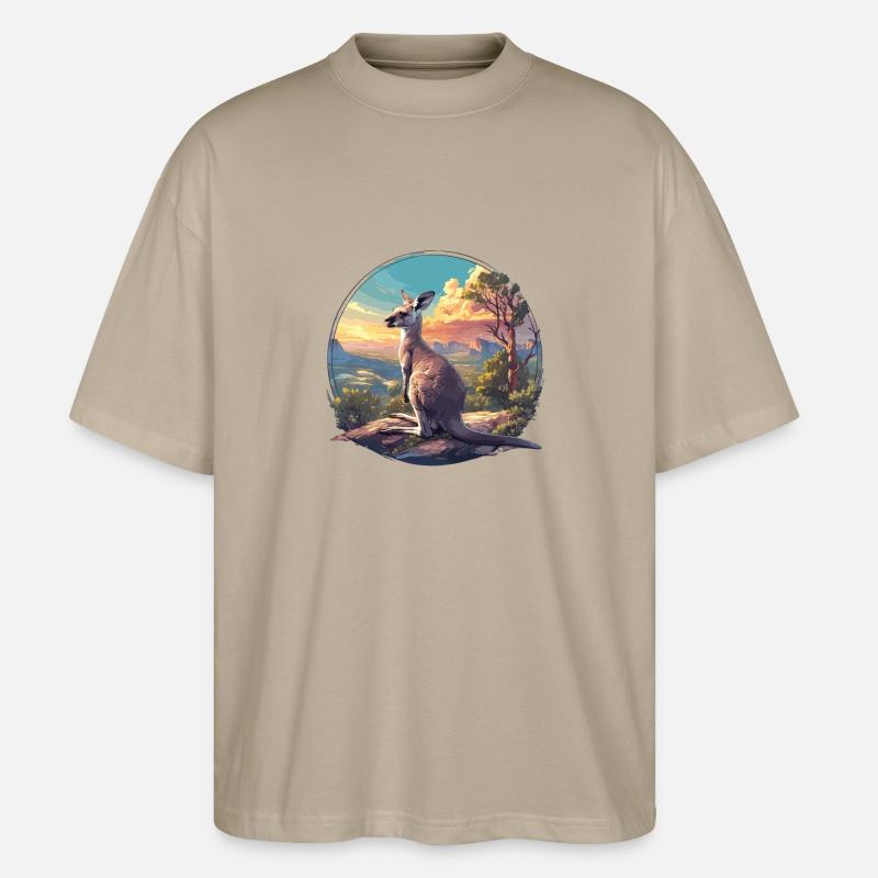 Kangaroos Kangaroo - Stanley/Stella Oversized Unisex Organic T-shirt Blaster 2.0 - stone