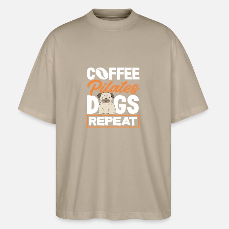 Pilates Café Chiens Répéter - T-shirt bio Blaster 2.0 coupe oversize Stanley/Stella Unisexe - gris pierre