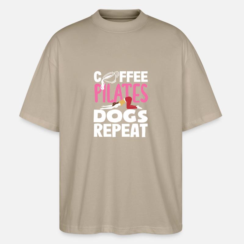 Pilates Café Chiens Répéter - T-shirt bio Blaster 2.0 coupe oversize Stanley/Stella Unisexe - gris pierre