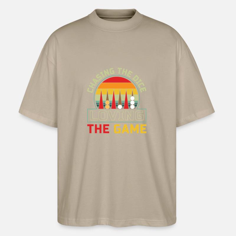 Backgammon Spiel - Stanley/Stella Oversized Unisex Bio T-Shirt Blaster 2.0 - Steingrau