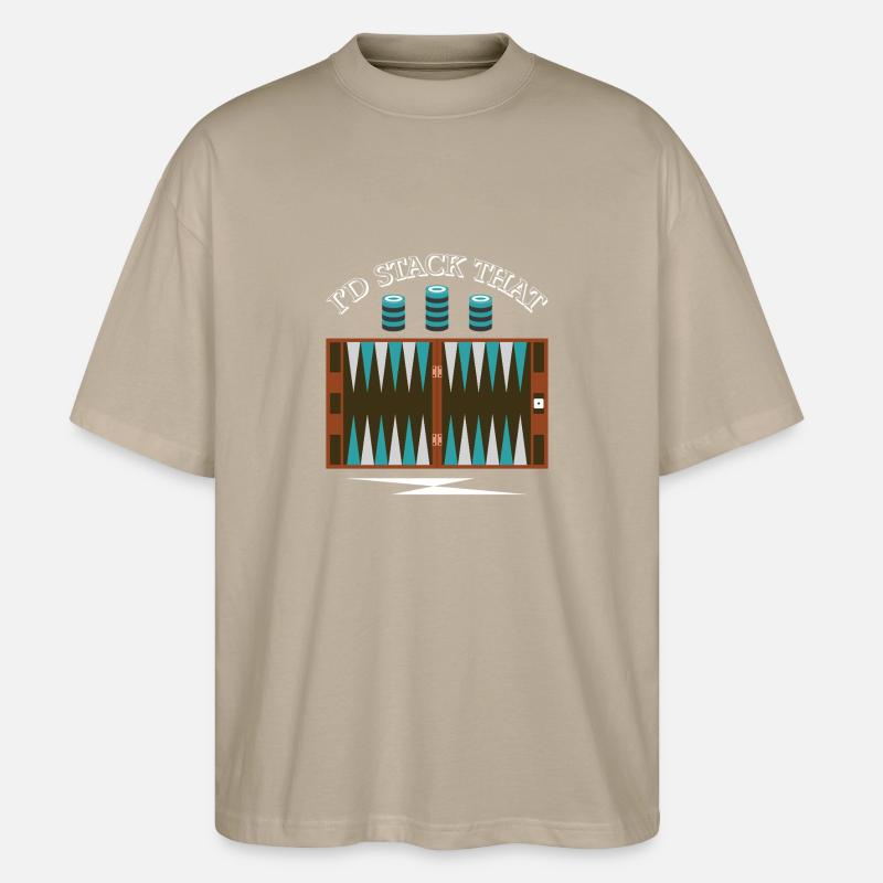 Backgammon Spiel - Stanley/Stella Oversized Unisex Bio T-Shirt Blaster 2.0 - Steingrau