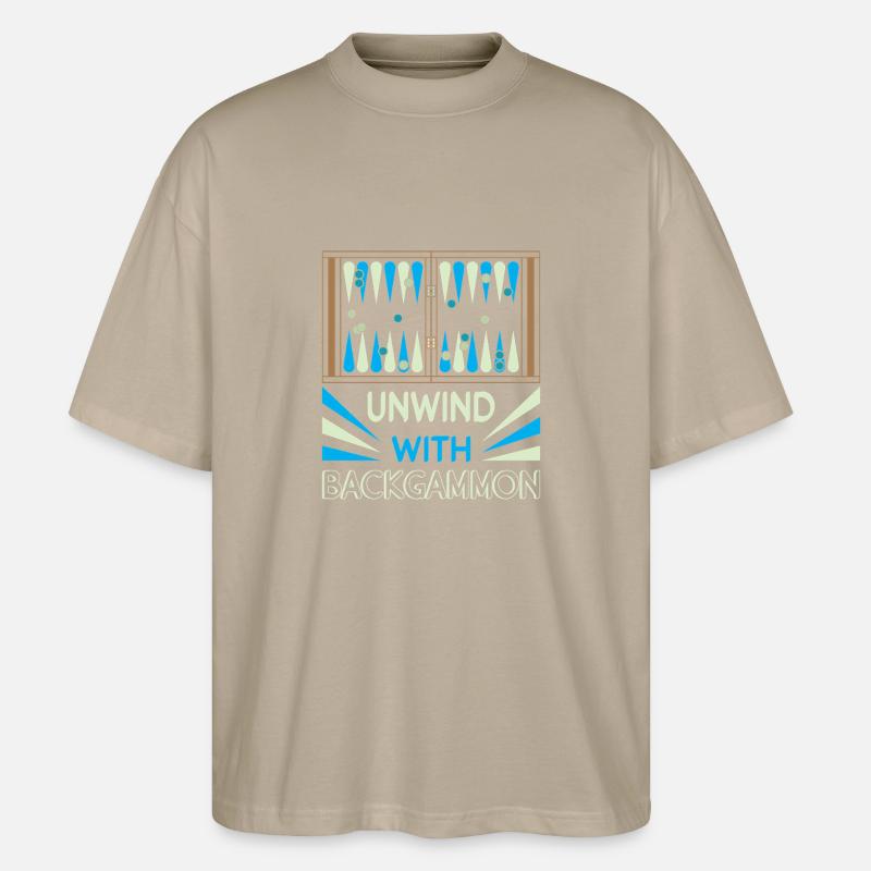 Backgammon Spiel - Stanley/Stella Oversized Unisex Bio T-Shirt Blaster 2.0 - Steingrau