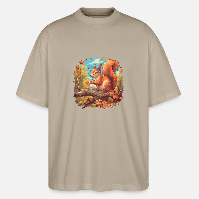 Eichhörnchen - Stanley/Stella Oversized Unisex Bio T-Shirt Blaster 2.0 - Steingrau