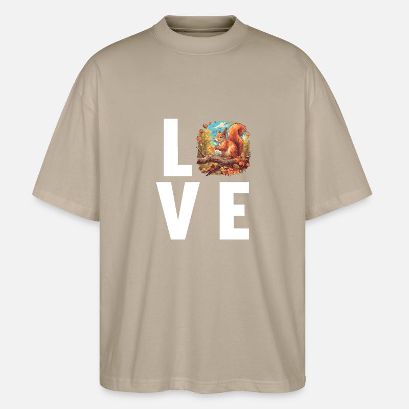 Squirrel - Stanley/Stella Oversized Unisex Organic T-shirt Blaster 2.0 - stone