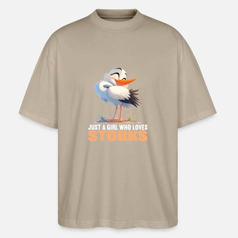 Störche Storch - Stanley/Stella Oversized Unisex Bio T-Shirt Blaster 2.0 - Steingrau