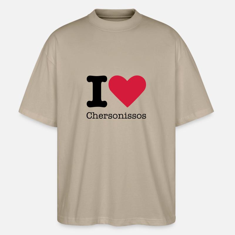 I Love Chersonissos - Stanley/Stella Oversized Unisex Bio T-Shirt Blaster 2.0 - Steingrau