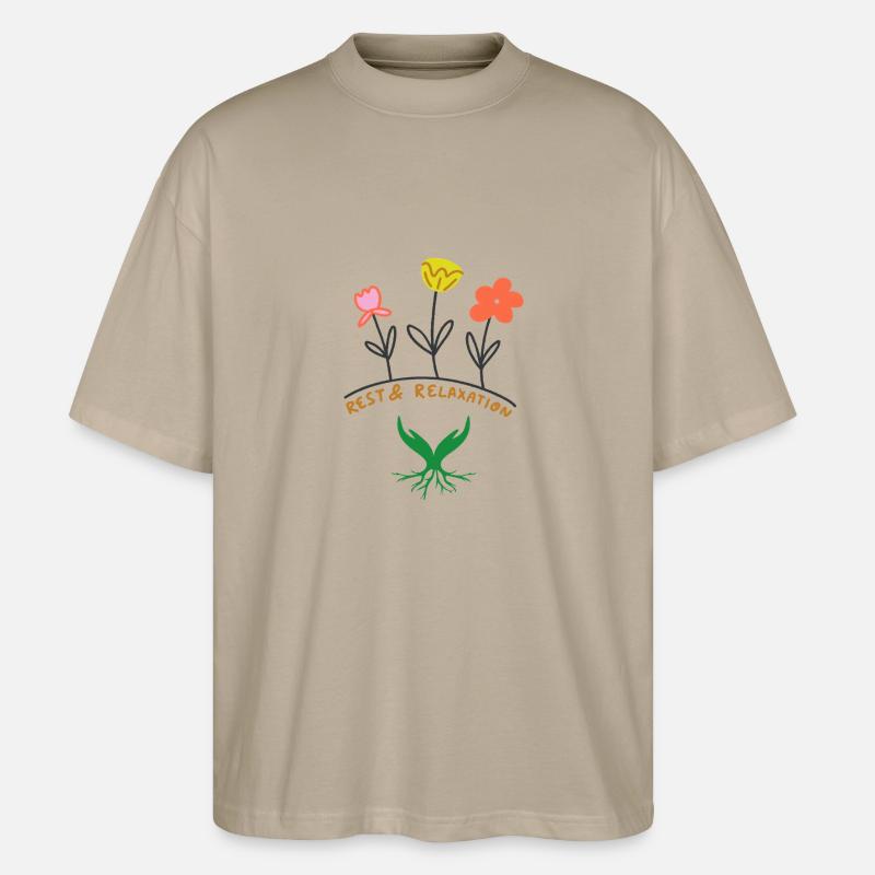 Relax Blumen Design - Stanley/Stella Oversized Unisex Bio T-Shirt Blaster 2.0 - Steingrau
