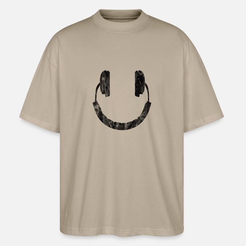 Musik - Kopfhörer - Smiley - Stanley/Stella Oversized Unisex Bio T-Shirt Blaster 2.0 - Steingrau