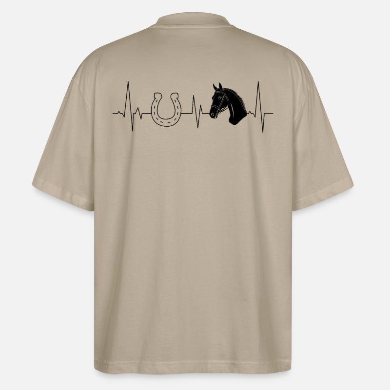 Pferd mit Hufeisen - Stanley/Stella Oversized Unisex Bio T-Shirt Blaster 2.0 - Steingrau