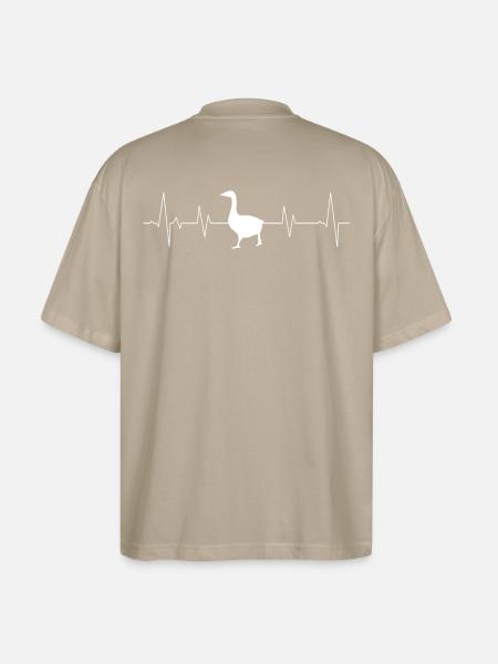 Gans mit Herzlinie - Stanley/Stella Oversized Unisex Bio T-Shirt Blaster 2.0 - Steingrau