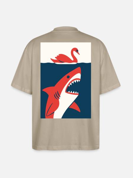 Schwan trifft Hai #2 - Stanley/Stella Oversized Unisex Bio T-Shirt Blaster 2.0 - Steingrau