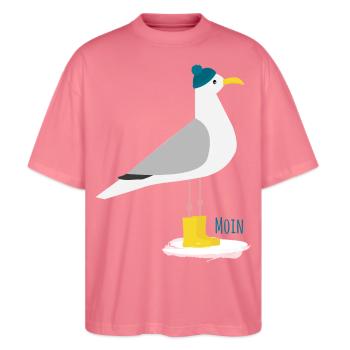 Möwe Bommelmütze MOIN - Stanley/Stella Oversized Unisex Bio T-Shirt Blaster 2.0 - Pink  - Vorne - Alina (178cm) & Michal (187cm)