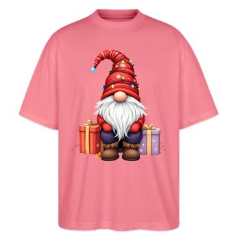 Weihnachtswichtel Mit Lichterkette Und Paketen - Stanley/Stella Oversized Unisex Bio T-Shirt Blaster 2.0 - Pink  - Vorne - Alina (178cm) & Michal (187cm)
