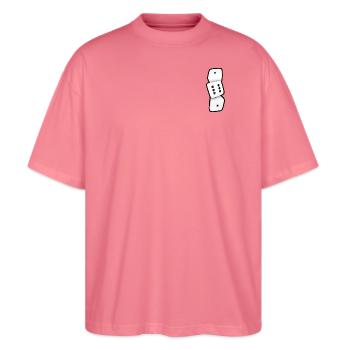 161 Würfel  - Stanley/Stella Oversized Unisex Bio T-Shirt Blaster 2.0 - Pink  - Vorne - Alina (178cm) & Michal (187cm)