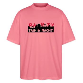 party2 - Stanley/Stella Oversized Unisex Bio T-Shirt Blaster 2.0 - Pink  - Vorne - Alina (178cm) & Michal (187cm)