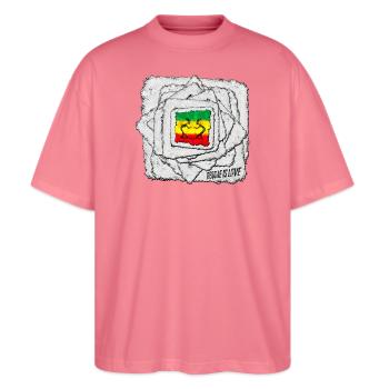 Reggae Love Schattenmotiv - Stanley/Stella Oversized Unisex Bio T-Shirt Blaster 2.0 - Pink  - Vorne - Alina (178cm) & Michal (187cm)