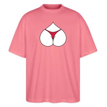 Arsch Herz - Stanley/Stella Oversized Unisex Bio T-Shirt Blaster 2.0 - Pink  - Vorne - Alina (178cm) & Michal (187cm)