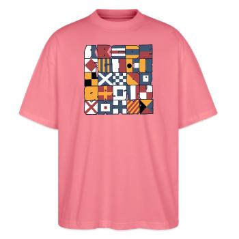 nautische Flaggen - Stanley/Stella Oversized Unisex Bio T-Shirt Blaster 2.0 - Pink  - Vorne - Alina (178cm) & Michal (187cm)